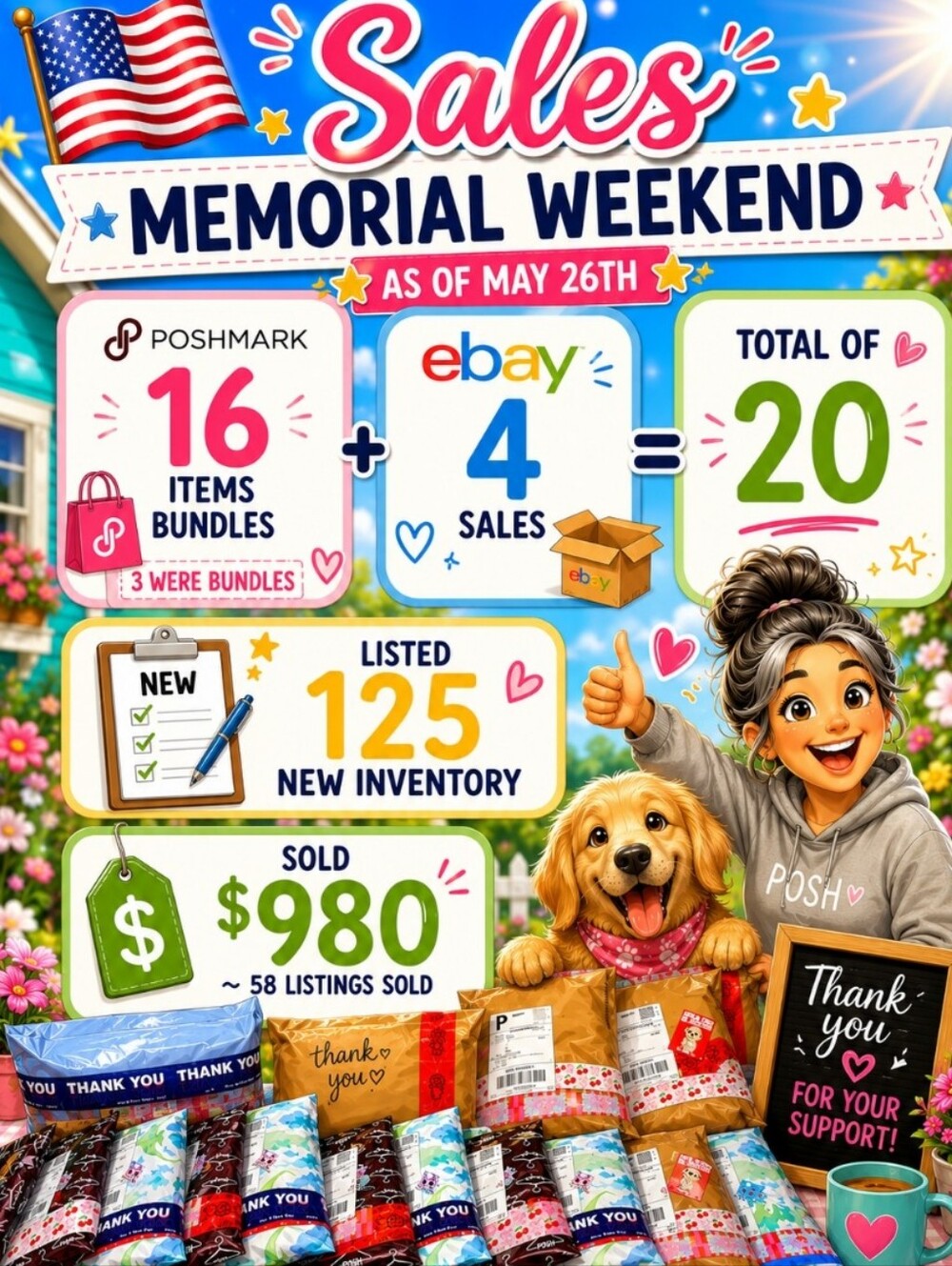 I'M 65 & MY CLOSET SIZE IS 300 ITEMS! JUST AN AVERAGE SELLER! SEE ALL PIC